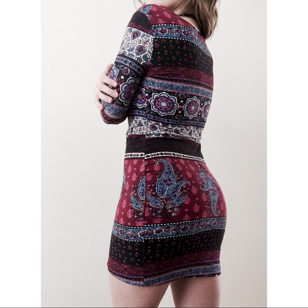 Mandala Zen Paisley Printed Mini Bodycon Dress
